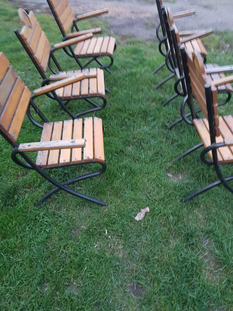 Krzesło krzesła fotel metalowo drewniane rurkowe