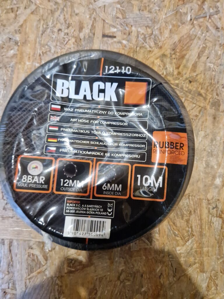 Black Wąż Przewód Zakuwany Pneumatyczny 15M 6X12 20Bar 12111