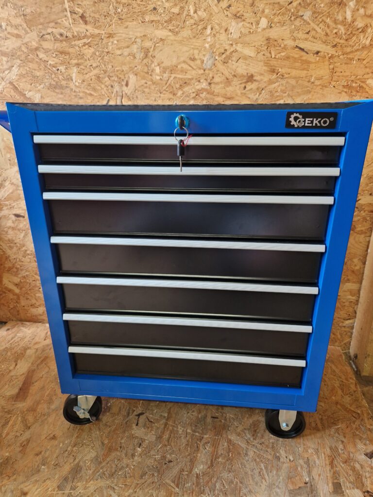 Szafa NARZĘDZIOWA GEKO 77,5×69,5×33,5cm 7 Szuflad Zamek +Kółka STALOWA Duża