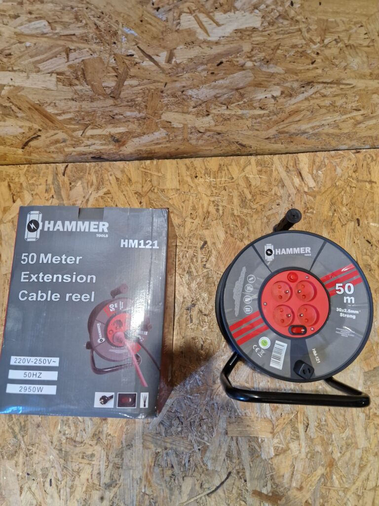 PRZEDŁUŻACZ BUDOWLANY Hammer HM 121 ogrodowy 50M 3X2.5MM NA BĘBNIE MOCNY