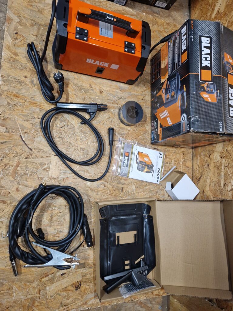 ZESTAW SPAWARKA MIGOMAT MIG FCAW MMA 250A FLUX GAZ PODŚWIETLENIE BLACK